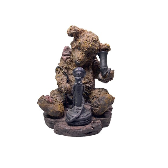 Bear Figurine Holding A Vintage Candlestick Telephone - Picture 2 of 8